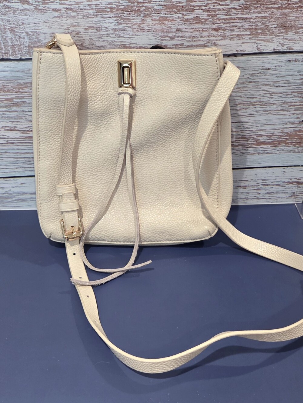 NWT!!! Rebecca Minkoff Darren Crossbody Shoulder Bag Pebbled Leather-Pearl